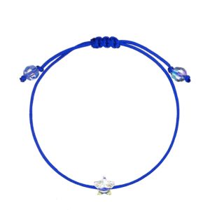Narukvica s kristalom bijele boje u obliku zvjezdice na svilenoj vezici plave boje Plava narukvica