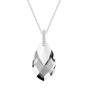 Lančić u boji srebra s kristalnim privjeskom u obliku kapljice sive boje Lančić za poklon
