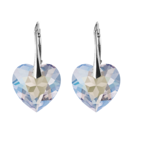 Naušnice na kopči u boji srebra s kristalom u obliku srca Naušnice za Valentinovo